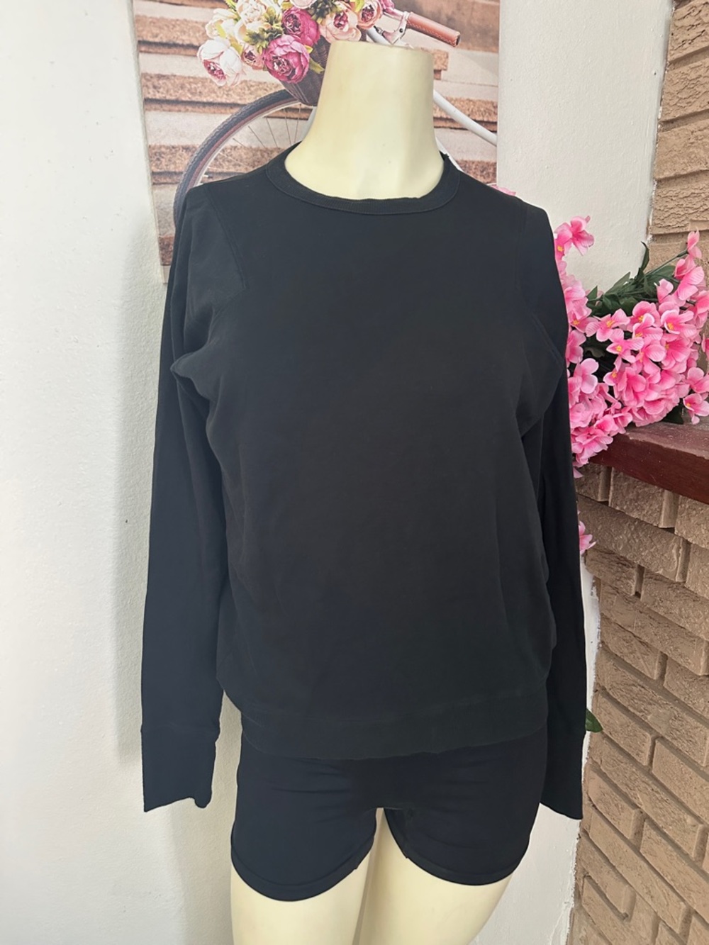lunya Black Pullover Sweatshirt with Tan Tab